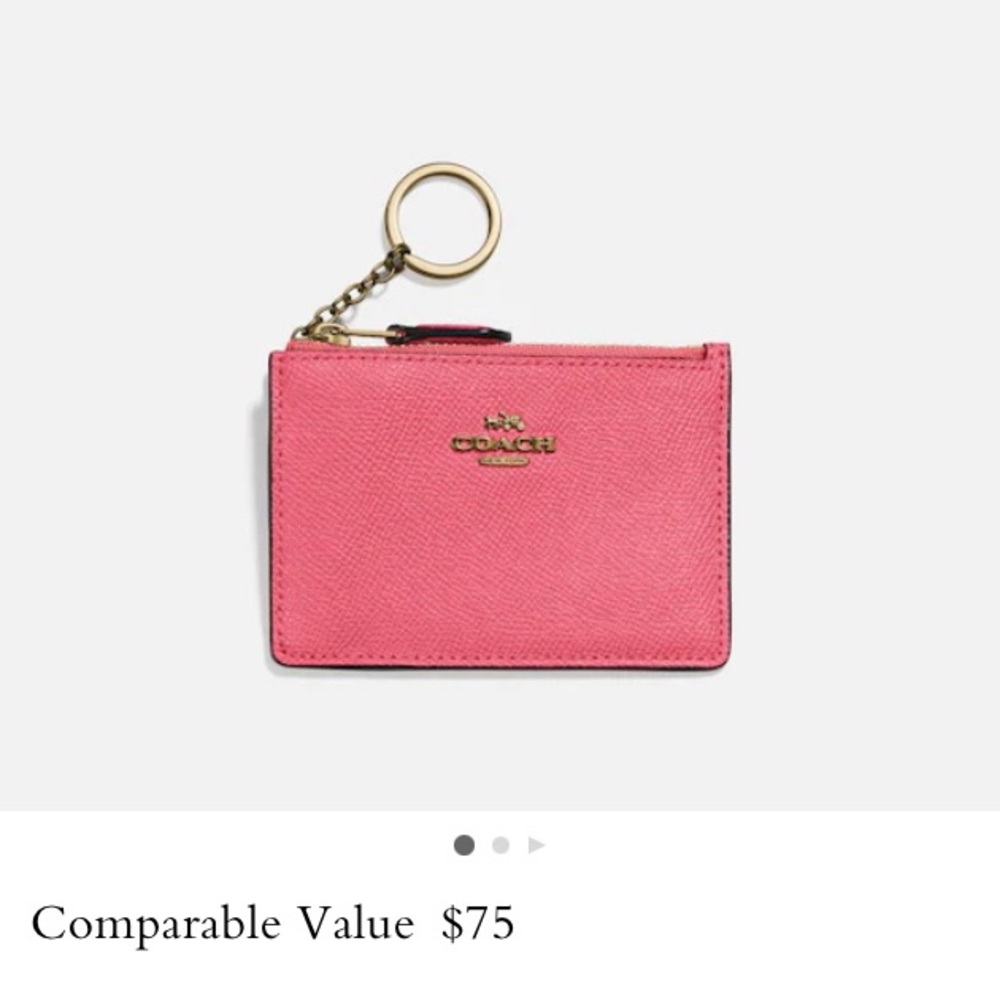 Coach mini skinny card case. Brass/watermelon. New w/tags